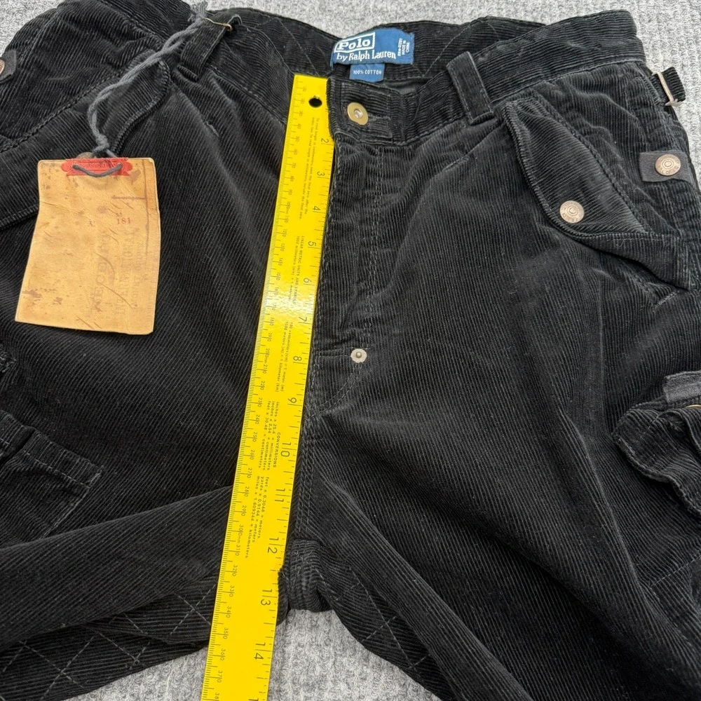 Vtg Polo Ralph Lauren Cargo Pants Mens 34x32 Black Paratrooper Corduroy Military